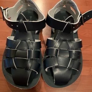 Navy Blue Saltwater Sharks Sandals